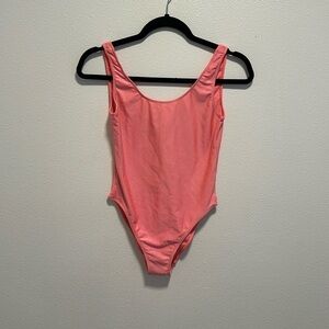 American Apparel Coral Pink Scoop Back One-Piece Swimsuit